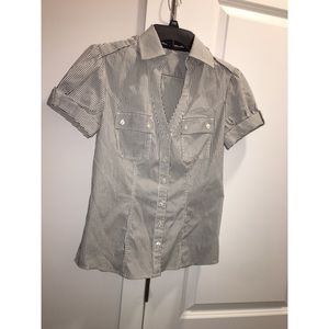 Black and white striped dress shirt